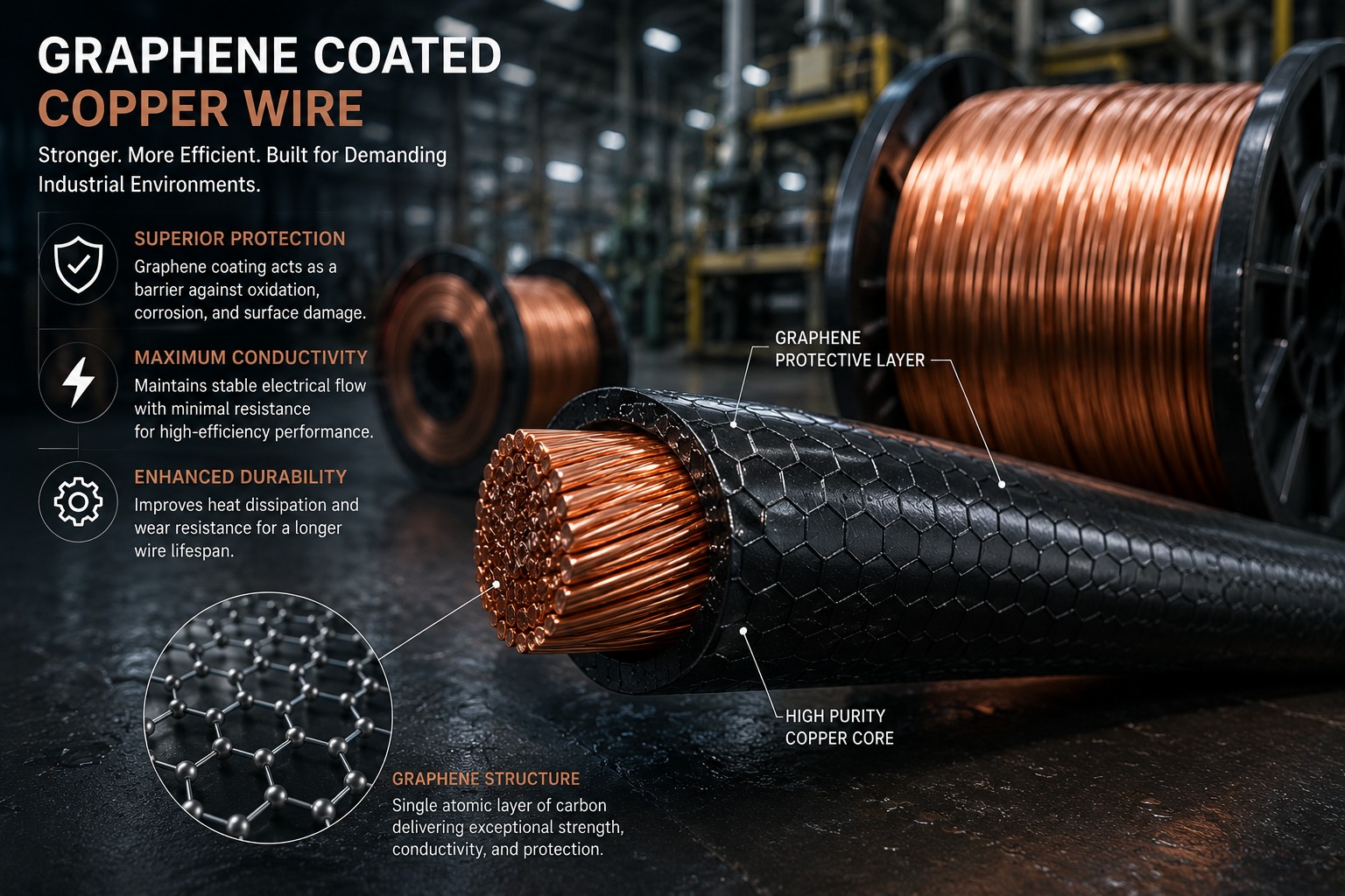Graphene Coated Copper Wire for Better Conductivity and Durability